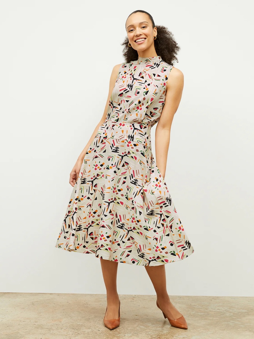 MM Lafleur Oona Dress -  Abstract Print Midi Dress